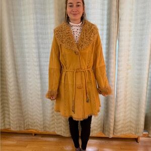 Women's Tan Faux Fur Trim Coat